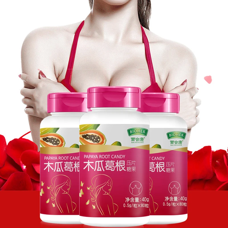 

5 Bottles Natural Pueraria Mirifica Papaya Extract Chewable Tablet Big Breast Enlargement Capsule Supplement Breast Enhancement