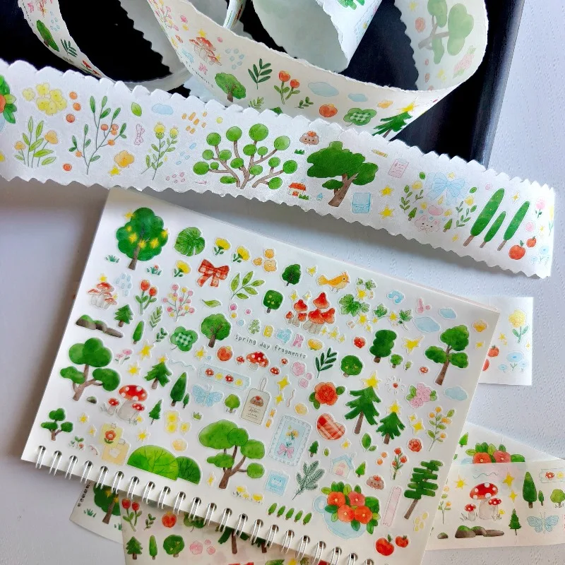 

Удивительный лесной пейзаж, высечки, ленты васи, принадлежности для рукоделия, сделай сам, скрапбукинг, изготовление открыток, декоративная наклейка с планом