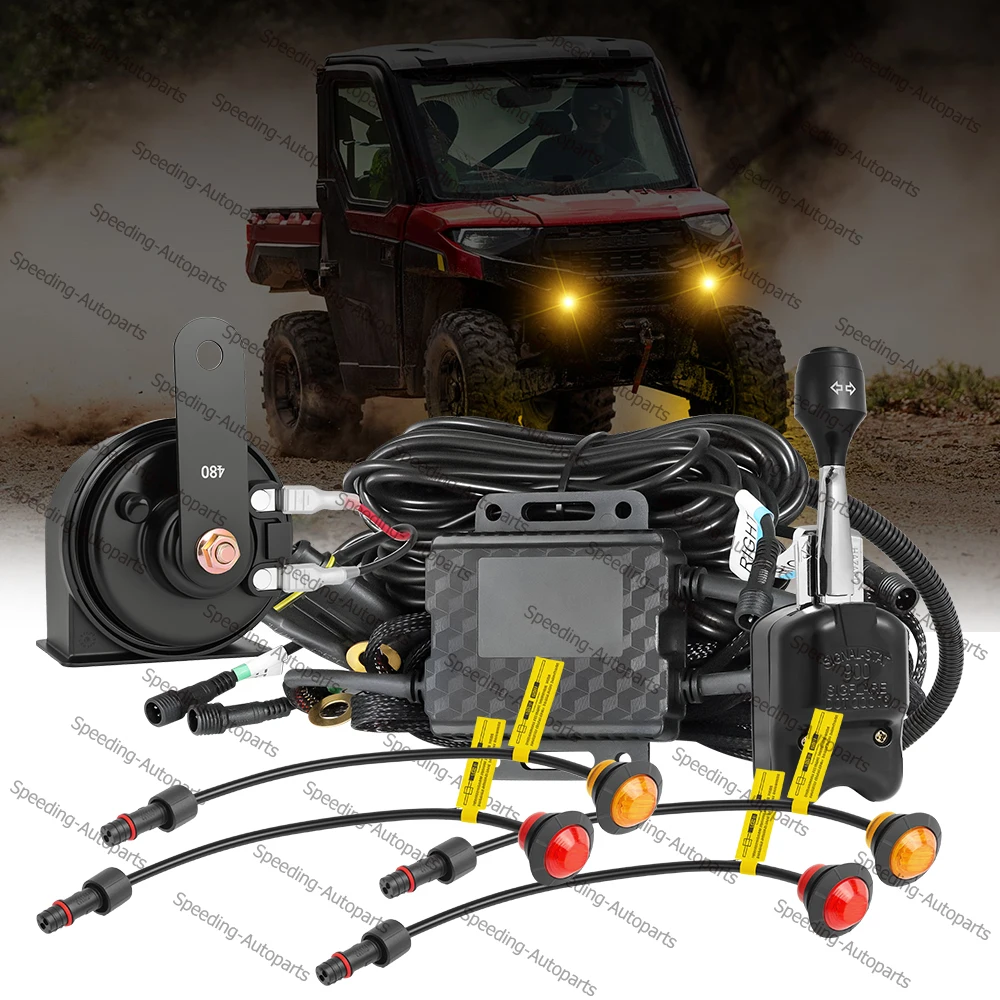 For 2017-2025 Can-am Maverick X3 MAX UTV Turn Signal Kit with 110dB Horn Pre-Wired Plug and Play Waterproof Blinker Universal OE
