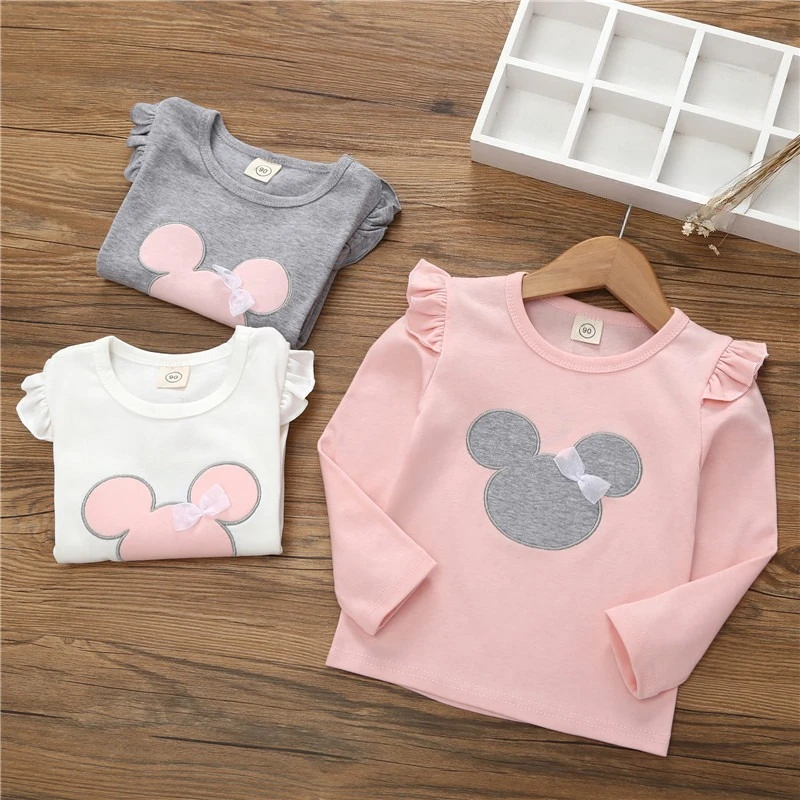 

New Girls Autumn Spring Base Layer Tee, Fashion Casual Kids Top with Embroidery, Children's Stylish Shirt & Long Sleeve Outfit