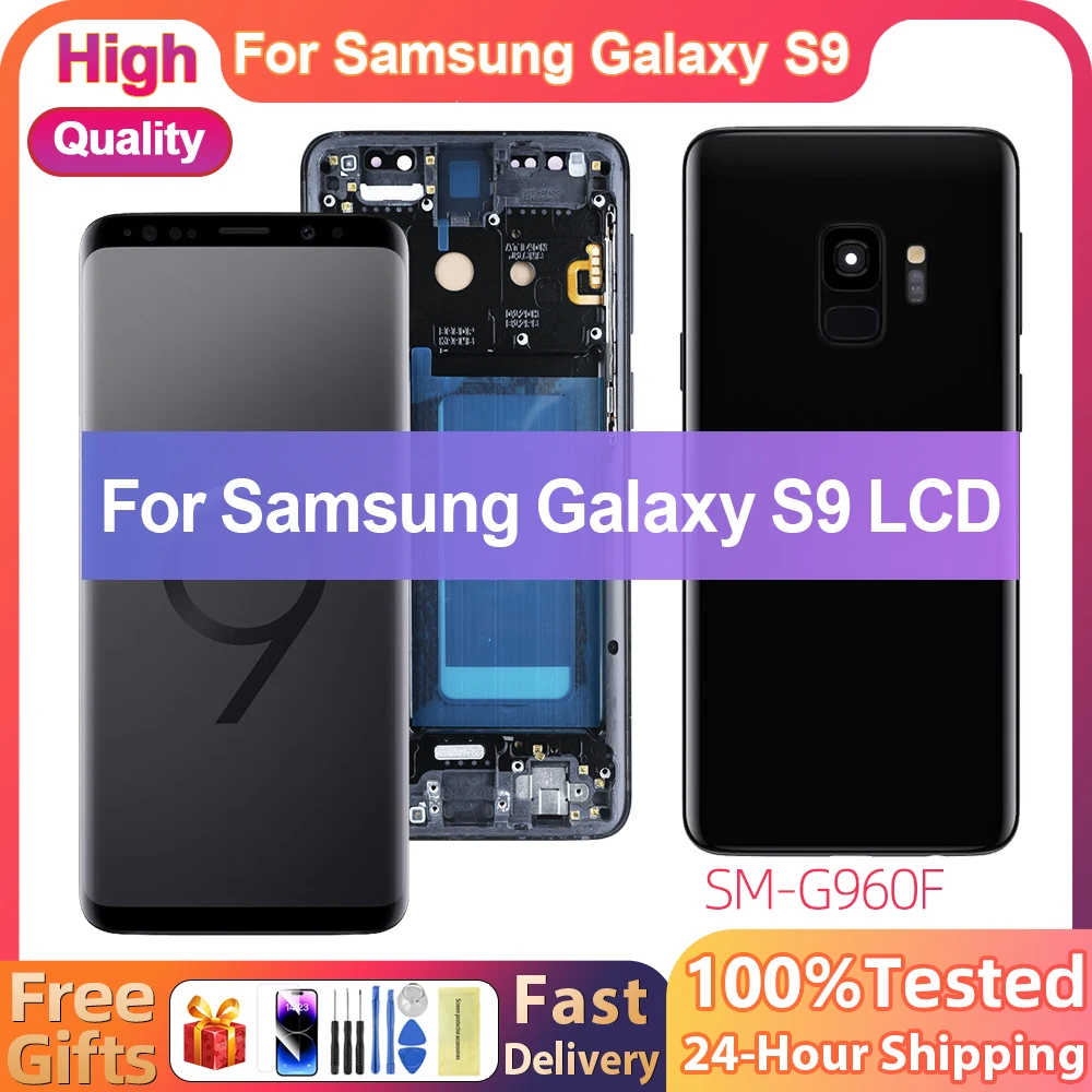 100% Tested Display For Samsung Galaxy S9 LCD With Digitizer Touch Screen Assembly SM-G960FD S9 G960 LCD with Frame Replacement