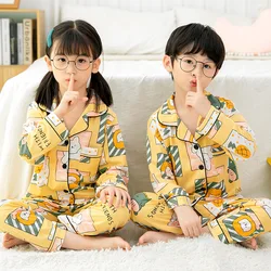 New Children's Pajamas Long Sleeve Spring And Autumn Cartoon Big Children's Home Furnishing Set