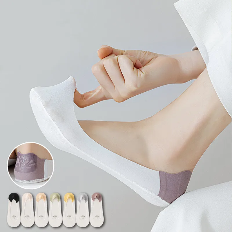 Seamless Ice Silk Sock Slippers Women Summer Invisible No Show Socks Candy Color Breathable Silicone Non-slip Low Cut Boat Socks