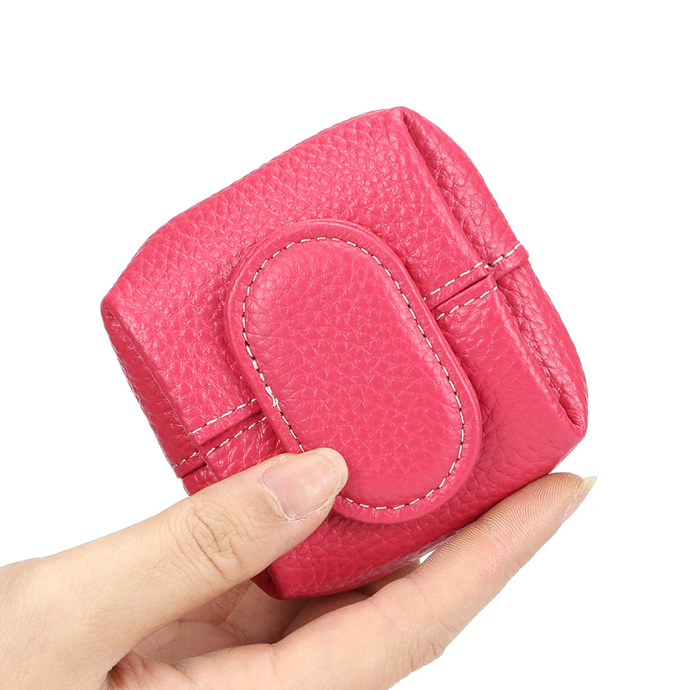 Royal Bagger Mini Lychee Pattern Coin Purse, Solid Color Buckle Key Earphone Storage Bag, Casual Change Pouch for Daily Use 1603