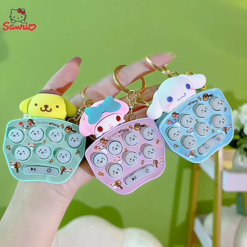 Sanrio Hello Kitty Cinnamoroll Game Console Keychain Melody Kuromi Mini Handheld Whack-A-Mole Decompression Game Pendant Gifts