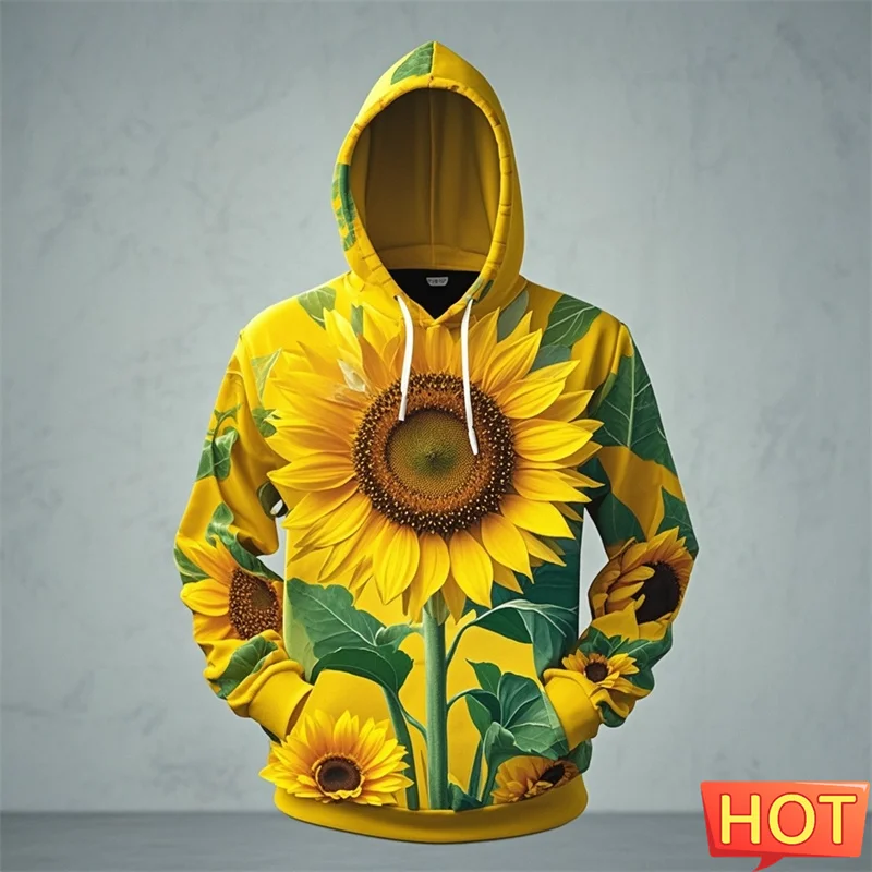 

Autumn 3D Printing Yellow Sunflower New In Hoodies & Sweatshirts Kid Funny Streetwear Hooded Hoody Women Fashion Pullovers Tops