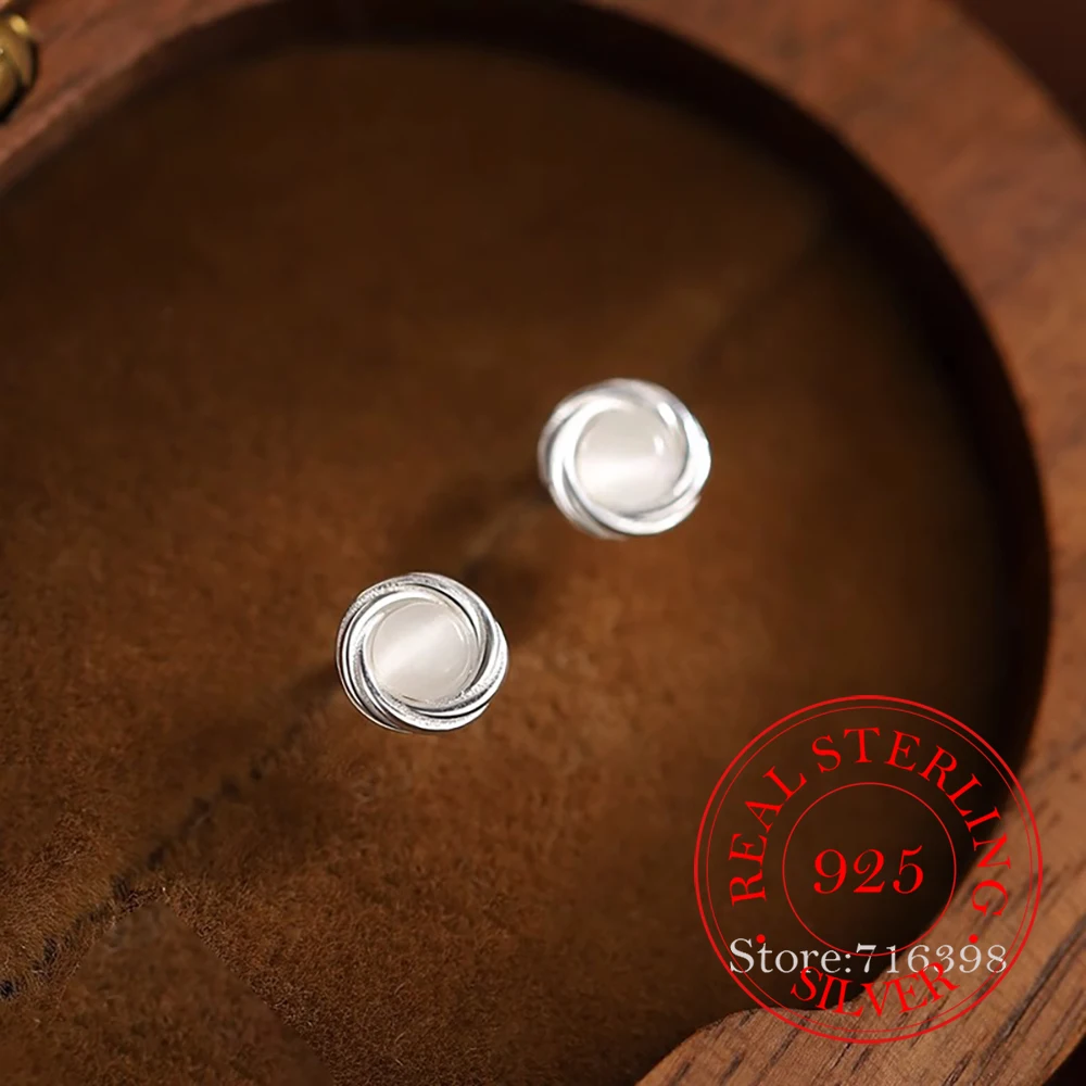 

925 Sterling Silver Jewelry Opal Stone Round Flower Stud Earrings for Women Wedding Party Jewelry for Girls Friend Gift