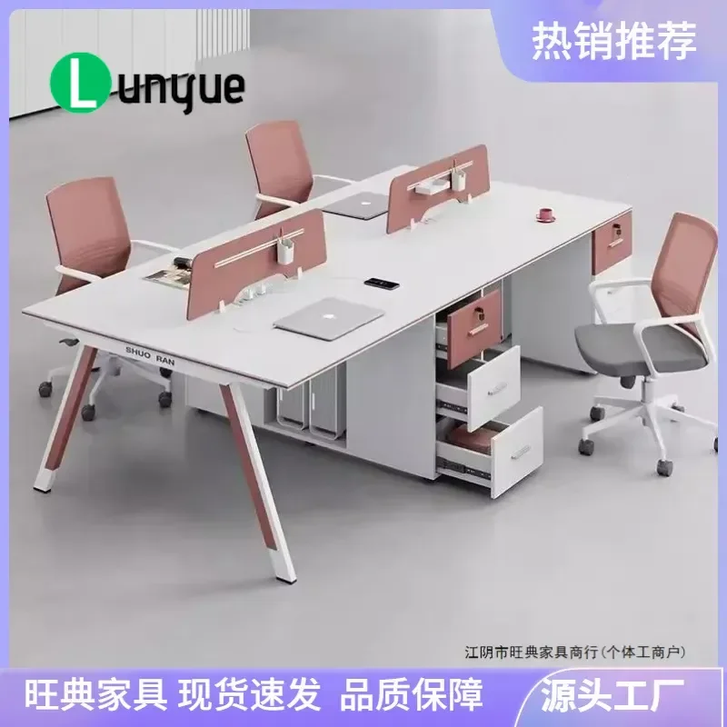 Modern Simple Office Desk and Chair Set Staff Workstation Computer Table for 1 2 or 4 Person Ergonomic Design Home Business