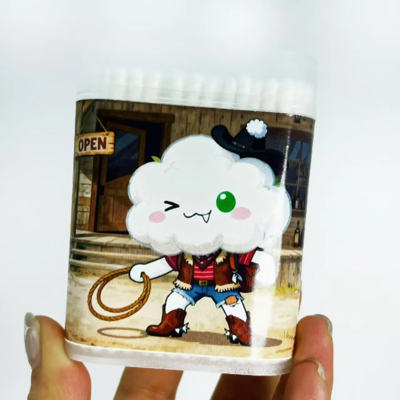 400개 카우보이 테마 양면 면봉, 카우보이 요소가 있는 창의적인 나선형 원형 면봉 스틱