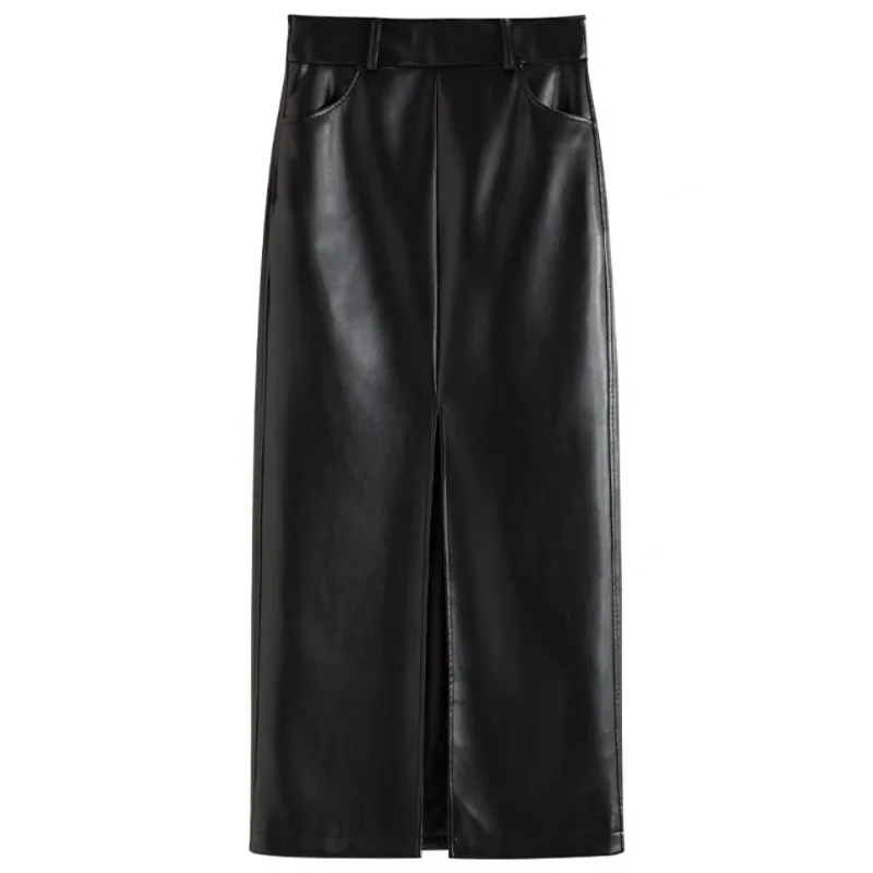 

Ladies Fashionable High Waisted Long Slit Skirt, Trendy V-neck Lace Up Long Sleeved Shirt Spring and Autumn Two-piece Set