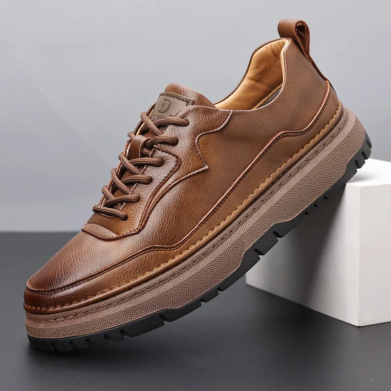 

Autumn Men's Shoes Youth Sneakers 2025 New Fashion Shoes Men Retro Workwear Outdoor Sports And Leisure Leather Shoes Size 38-43