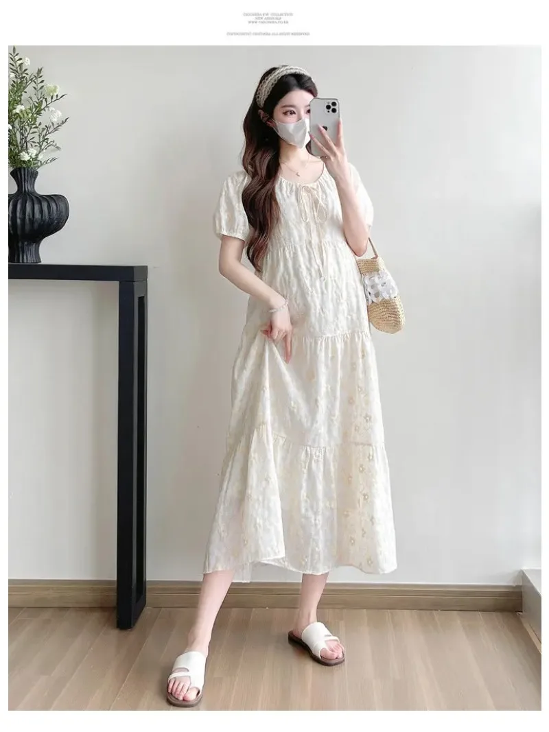 New Summer Maternity Dress, Short-Sleeve Women's Plus-Size Dress, Stylish and Comfortable Breathable Dress for Moms