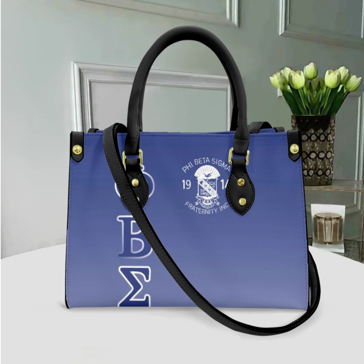 Phi Beta Sigma Brand Design Luxury PU Leather Tote Bags Women's Fashion Shoulder Messenger Bags Sorority Gift Female Handbags