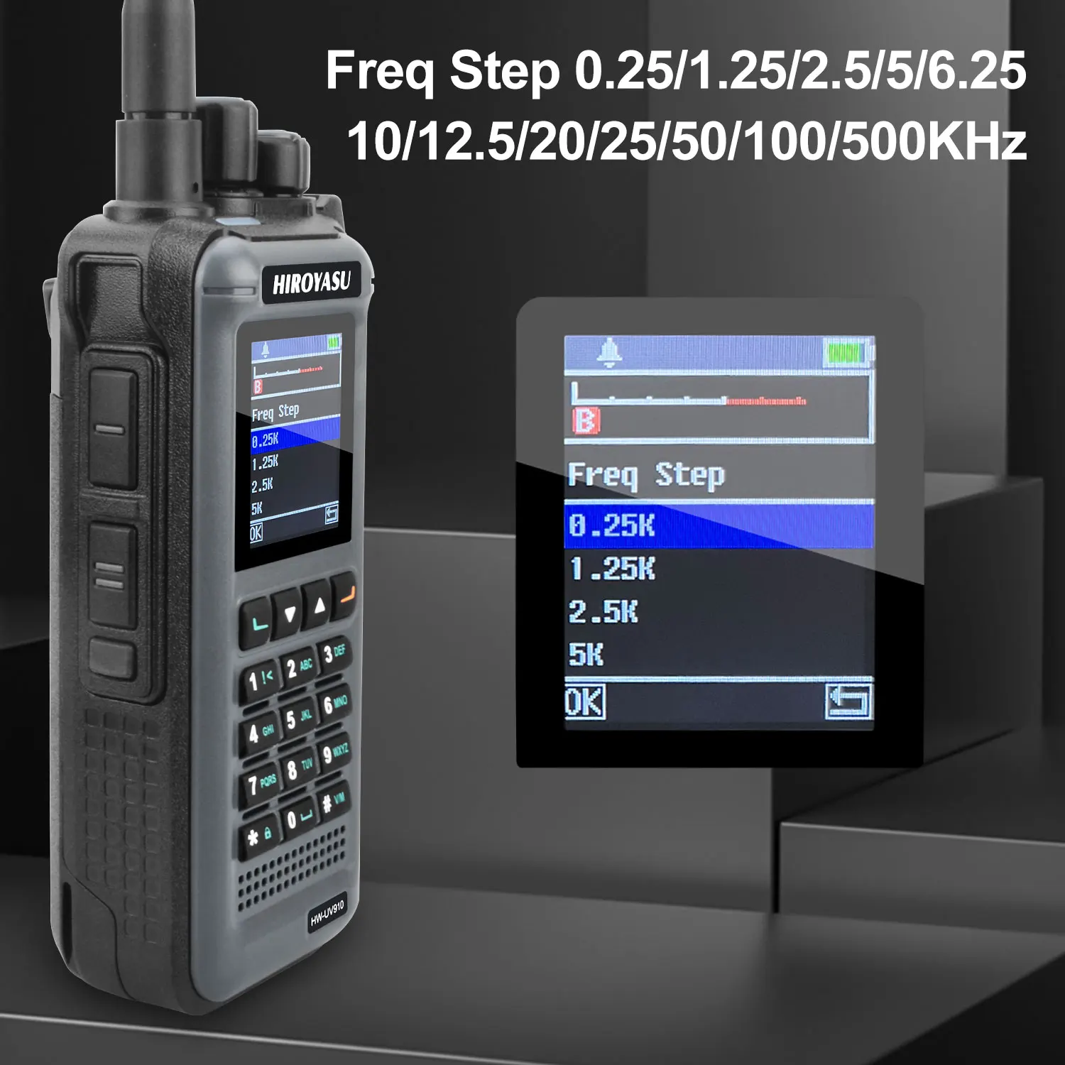 Hiroyasu HW-UV910 vhf uhf banda dupla 20w banda de ar 18-999.99975mhz rx scrambler dtmf 1750tom noaa fm walkie talkie freq detectar