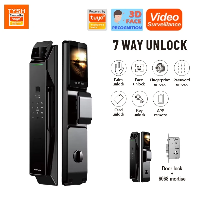 

TYSH Tuya App Fingerprint Smart Door Lock Face Recognition Fingerprint Lock With Camera Biometric Door Smart Digit Lock