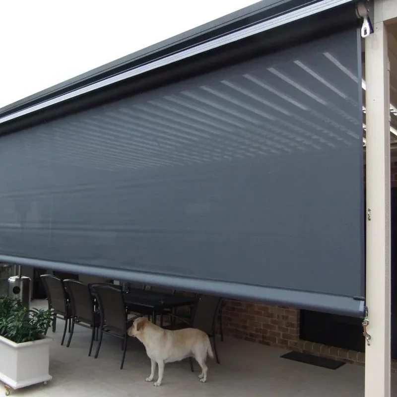2026 Outdoor Waterproof Smart Motorized Large Pull Down Blackout clear Zip Roller Blinds