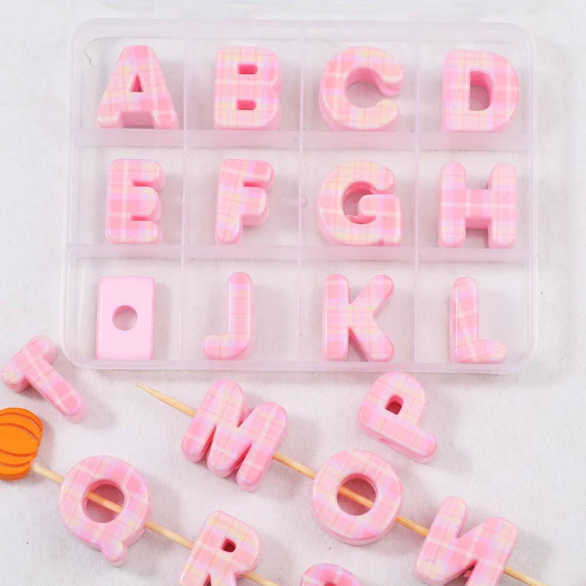 6 مللي متر الاكريليك الحروف المطبوعة الوردي اليدوية DIY بها بنفسك صنع المجوهرات الخرز فضفاض الخرز سوار إكسسوارات عقد #5