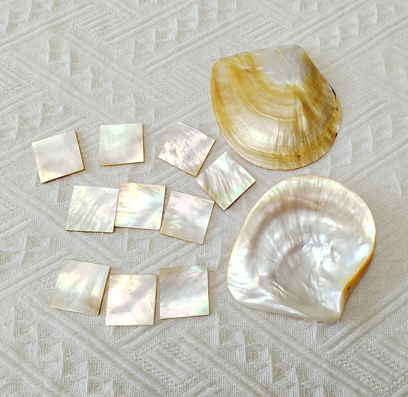 6 PC Mother Of Pearl Golden Piece Natural Abalone Shell Slice DIY Musical Instruments Accessories And Wood Inlay Carved Material