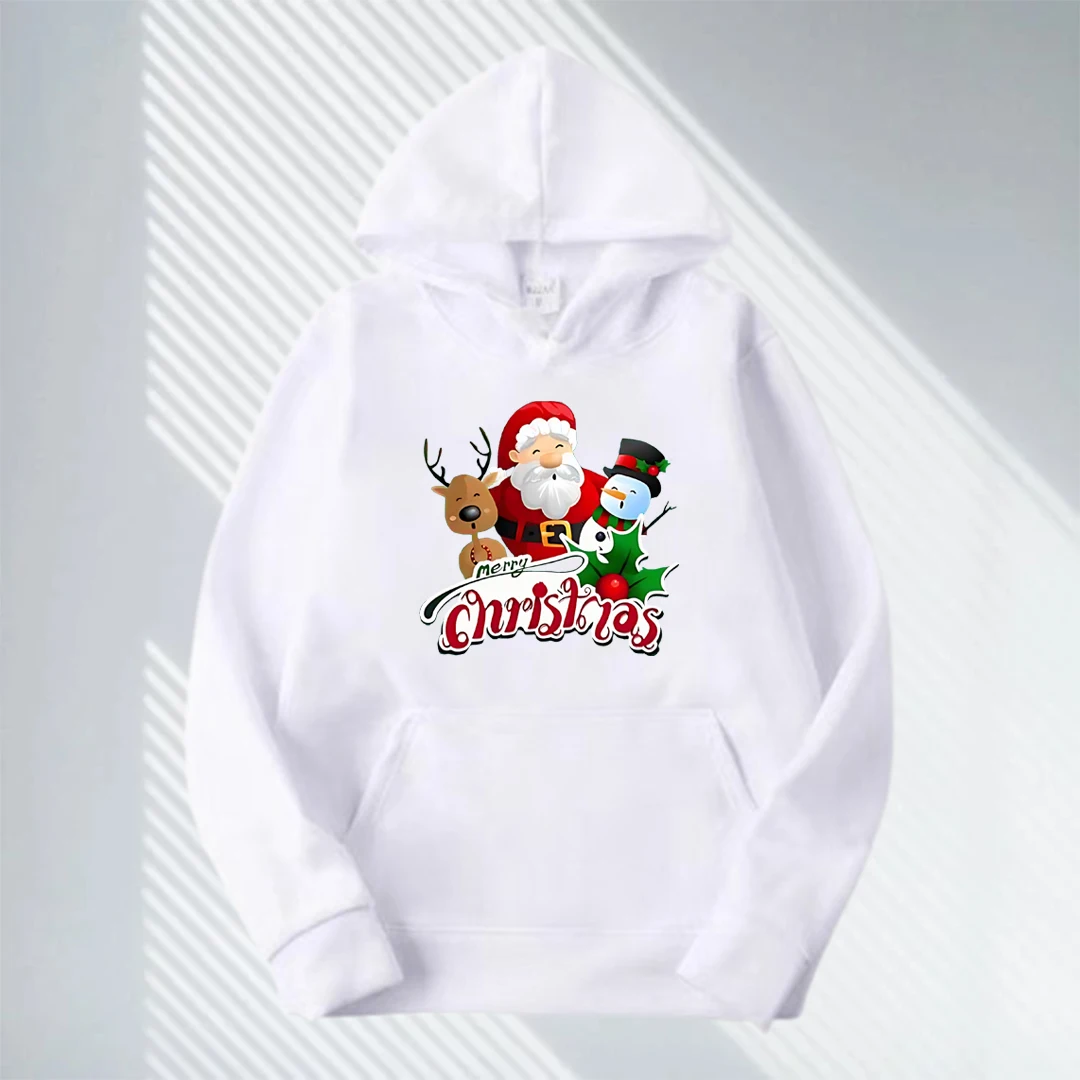 Felpa con cappuccio da donna autunno e inverno nuovo stile coppia di Natale con motivo Babbo Natale per feste di Natale e moda