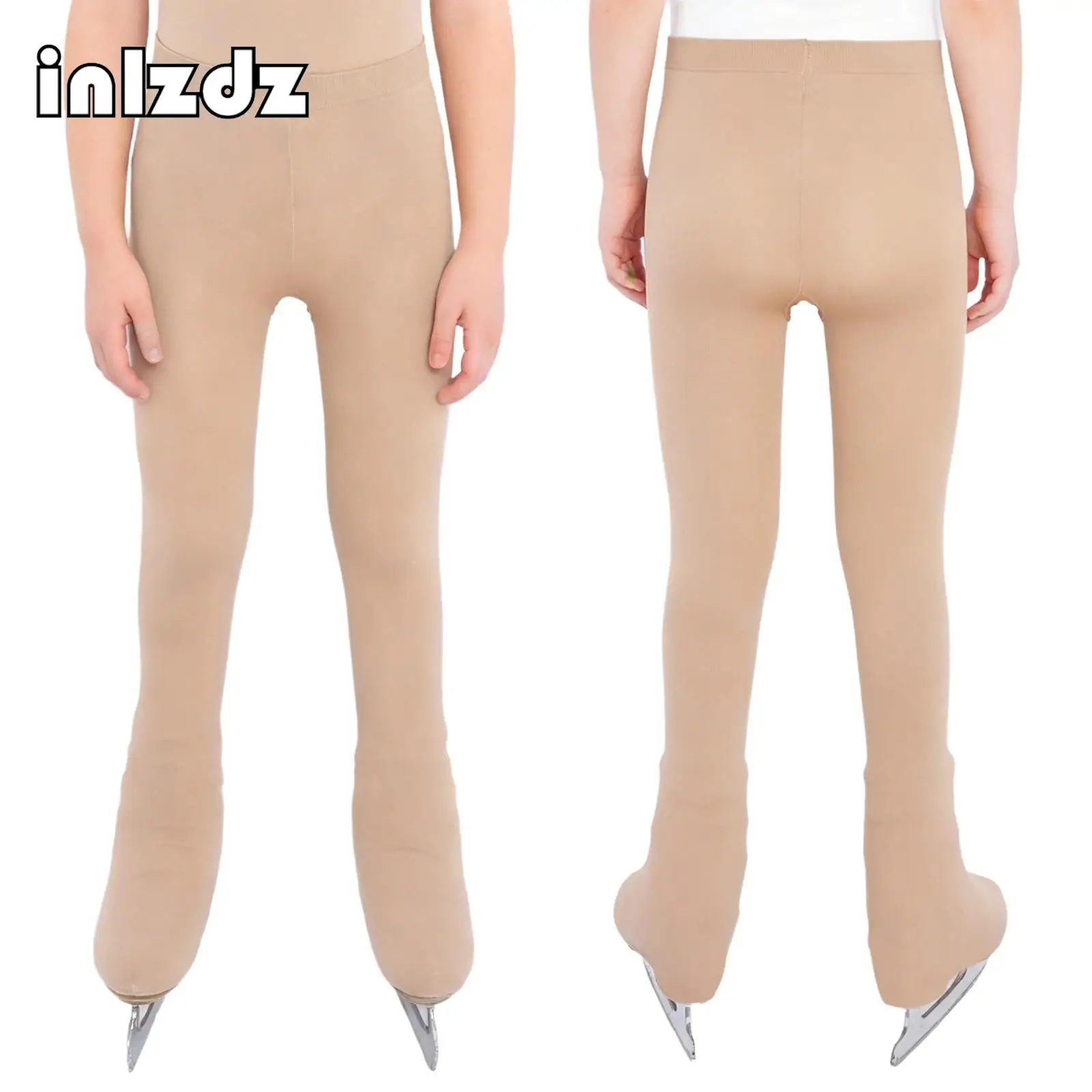 

Kids Girls Figure Ice Skating Tights Cover The Boots Buckles Leggings Stretchy Pantyhose Dance Competition Performance Costumes