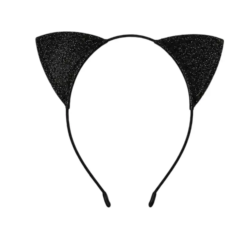39BD Sparkling Cats Ear Hairband Cosplay Accessory for Adult Teens, Glitters Headband for Stage Show DressingUp, Parties, Music