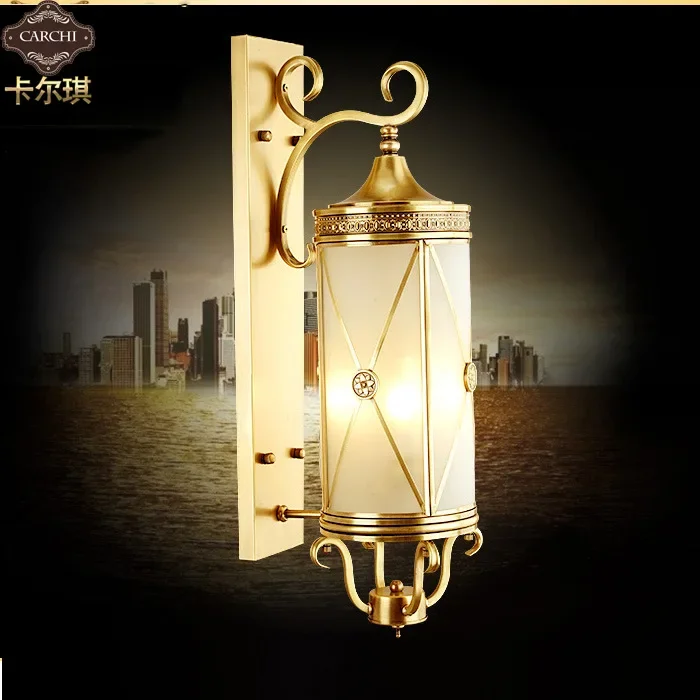 American Style Wall Lamp Copper Outdoor Nostalgic Vintage Wall Lamp Light Brass Glass Wall Sconce 100% Guaranteed Free Shipping