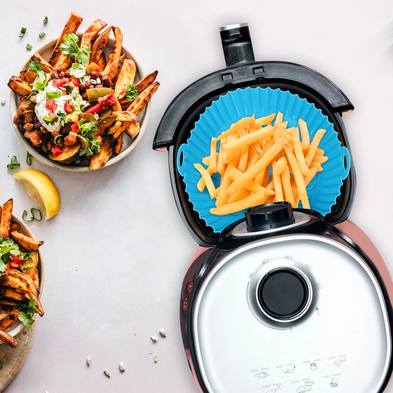 

Air Fryers Mat Non-stick Liner Silicon Pot Silcone Airfryer Silicone Blue Pans Pots Replaceable