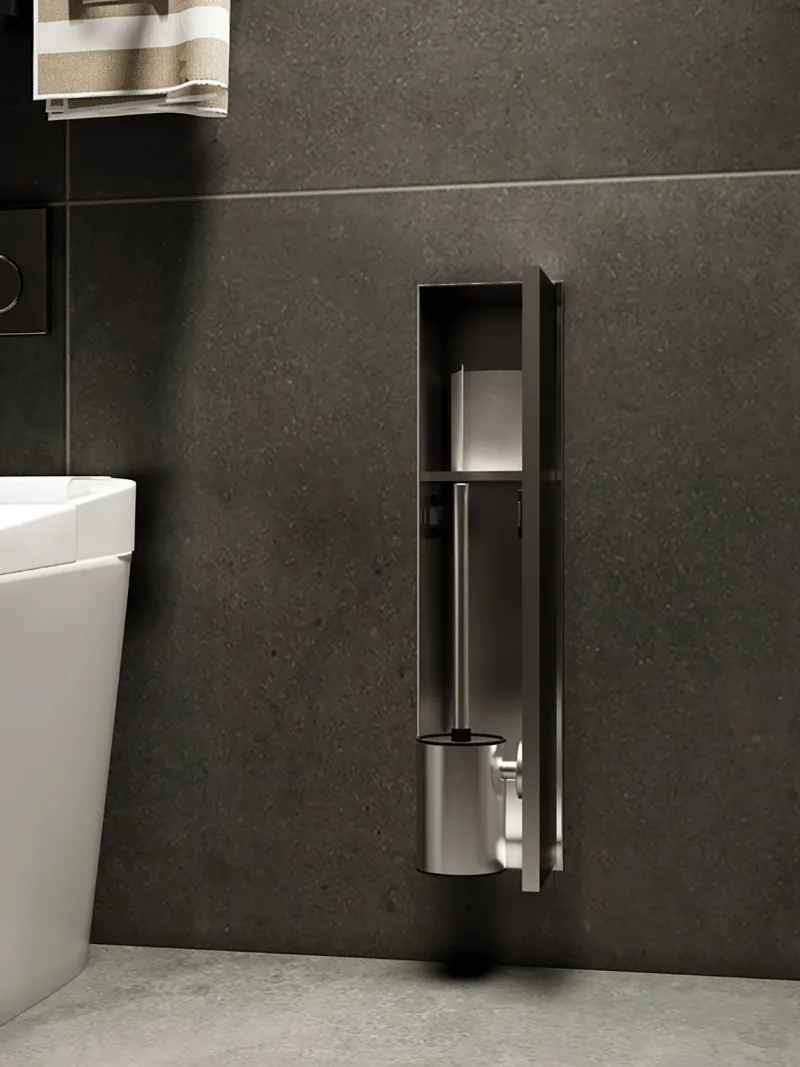 Embedded Recessed Wall Niche 304 Stainless Steel, Layered Shelf Storage Holder for and Tissue Box, In‑Wall Storage Accessory