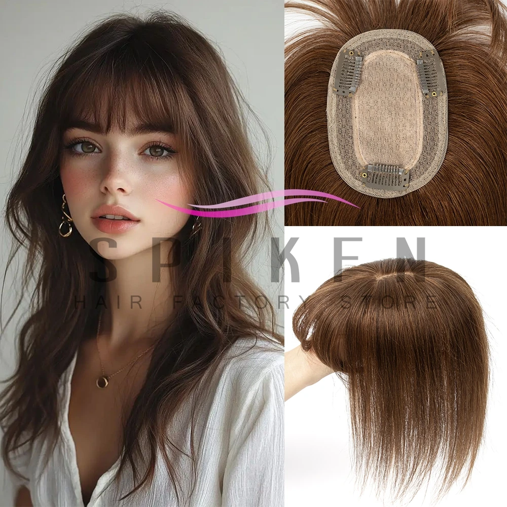 Topper Hair Piece with Bangs Extensions Add Volume 8
