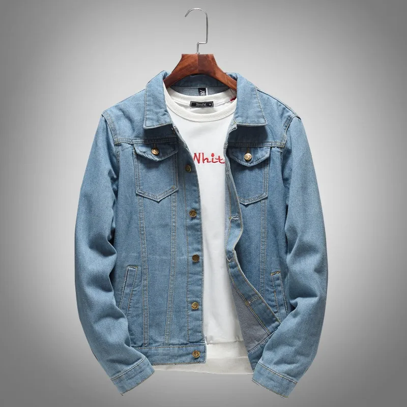 

Denim Jacket Men Spring Plus Size 5XL Long Sleeve Slim Fit Fashion Cowboy Cool Motorcycle Jeans Coat Autumn Trend Male Clothes