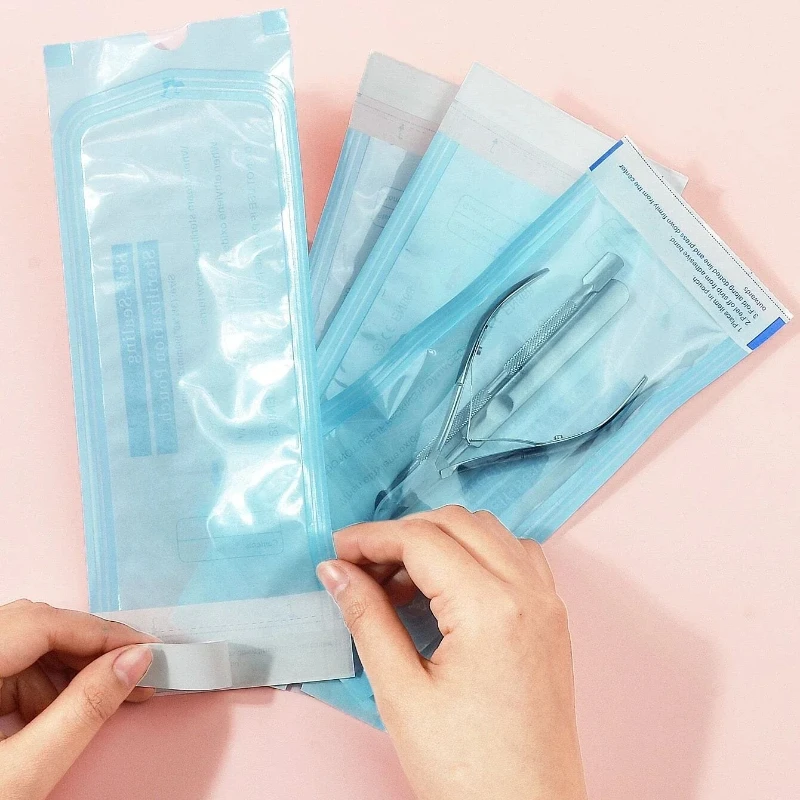 

200pcs/Box Nail Art Empty Sterilizing Bags Disposable Self-Sealing Sterilization Pouches Bag Manicure Nail Art Tools