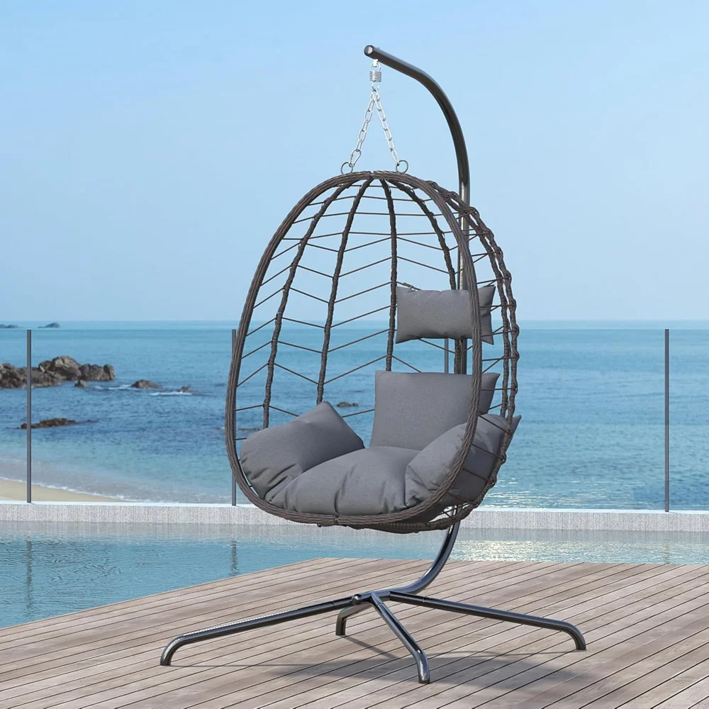 

Hanging Egg Chair with Stand, Swinging Egg Chair Outdoor Indoor