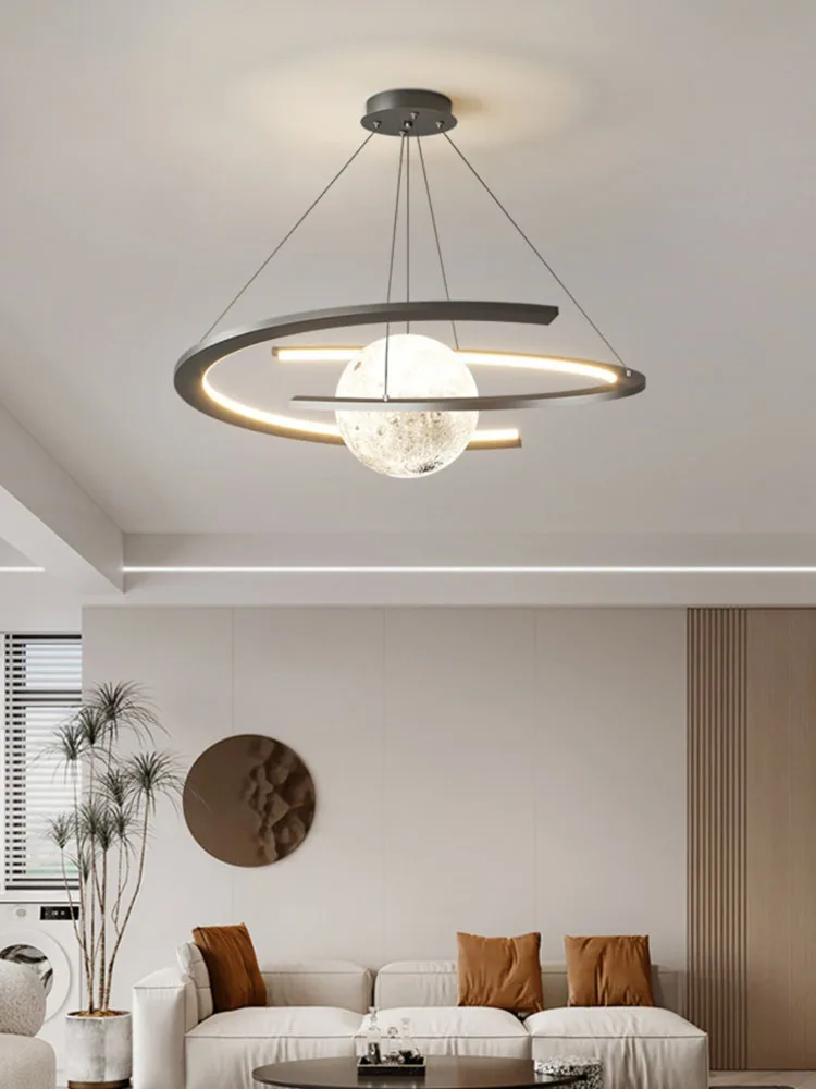 

Simple and creative spiral branch chandelier, circular living room, dining room, bedroom, artistic circular moon and planet ligh