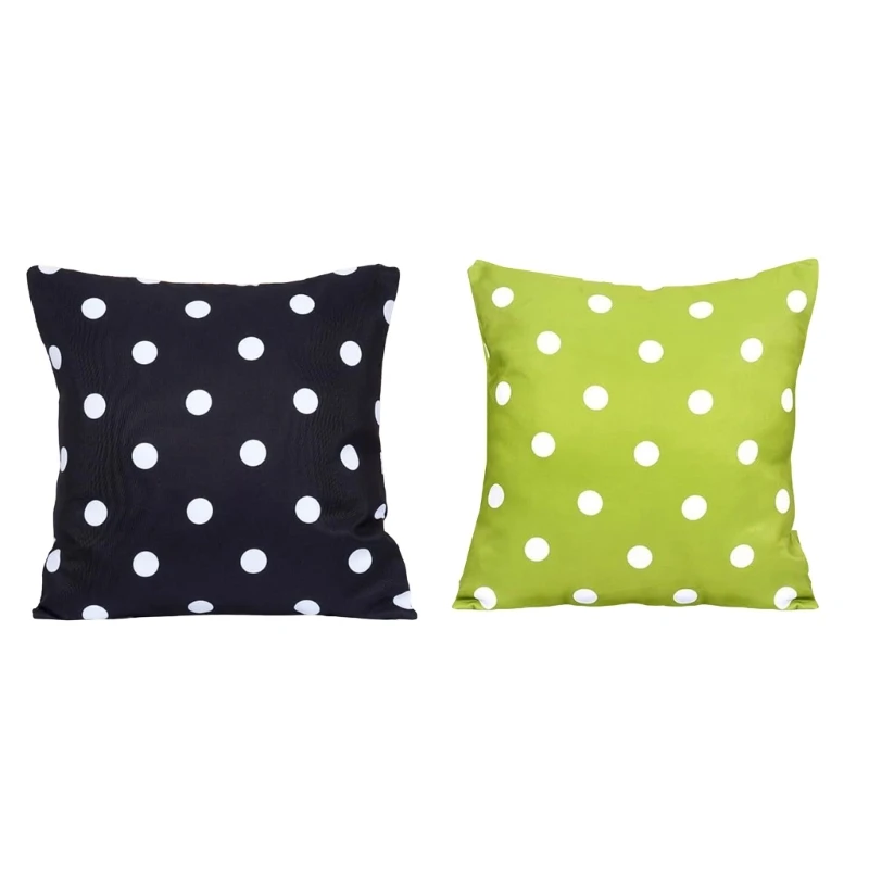 

4X7B Waterproofs Outdoor Pillow Cover Polkas Dot Design Polyester Pillowcase with Zippers Closures For Patio Furniture 45x45cm