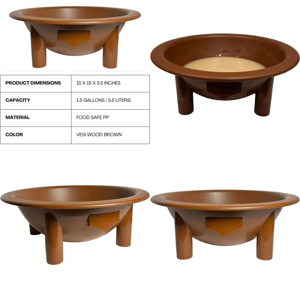 

Традиционная чаша для кавы объемом 1,5 галлона, безопасный для пищевых продуктов полипропилен, 15x15x5,5, цвет Vesi Wood Brown