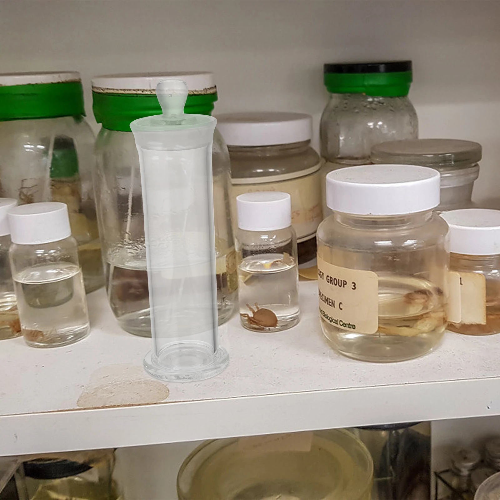 

1Pcs Heat Resistant Glass Specimen Bottle Laboratory Sample Vial Cover Design Prevent Spatter Specimen Bottle