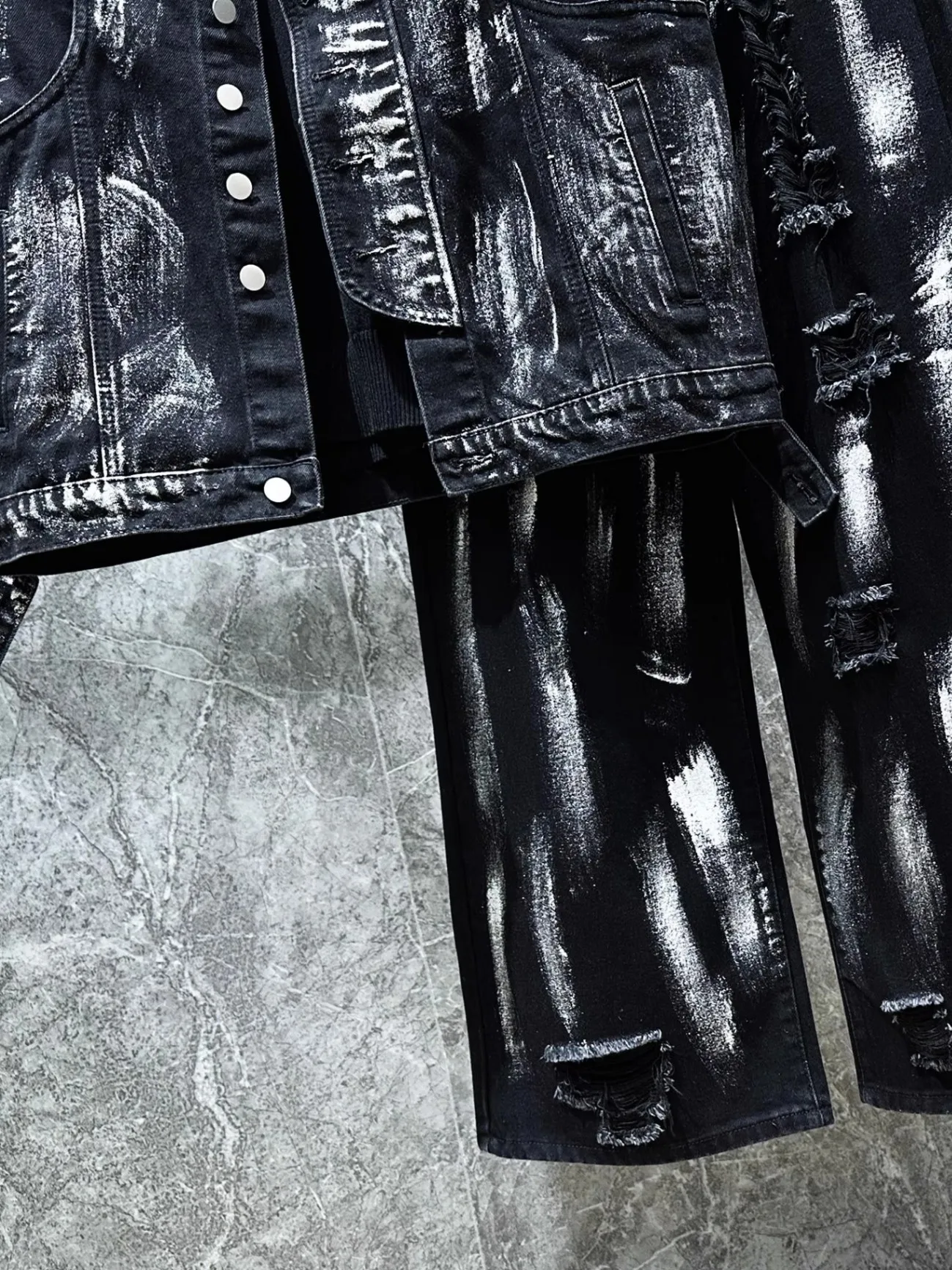 Men's Ripped Jeans Two-piece S - Men'S Fashion Vest With Jeans บทวิจารณ์และราคา