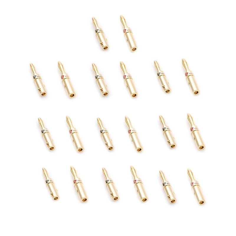 RISE-20Pcs HIFI Banana Plug Gold-Plated Copper Banana Speaker Plug Connector Adapter Audio Converter For Speaker Amplifiers