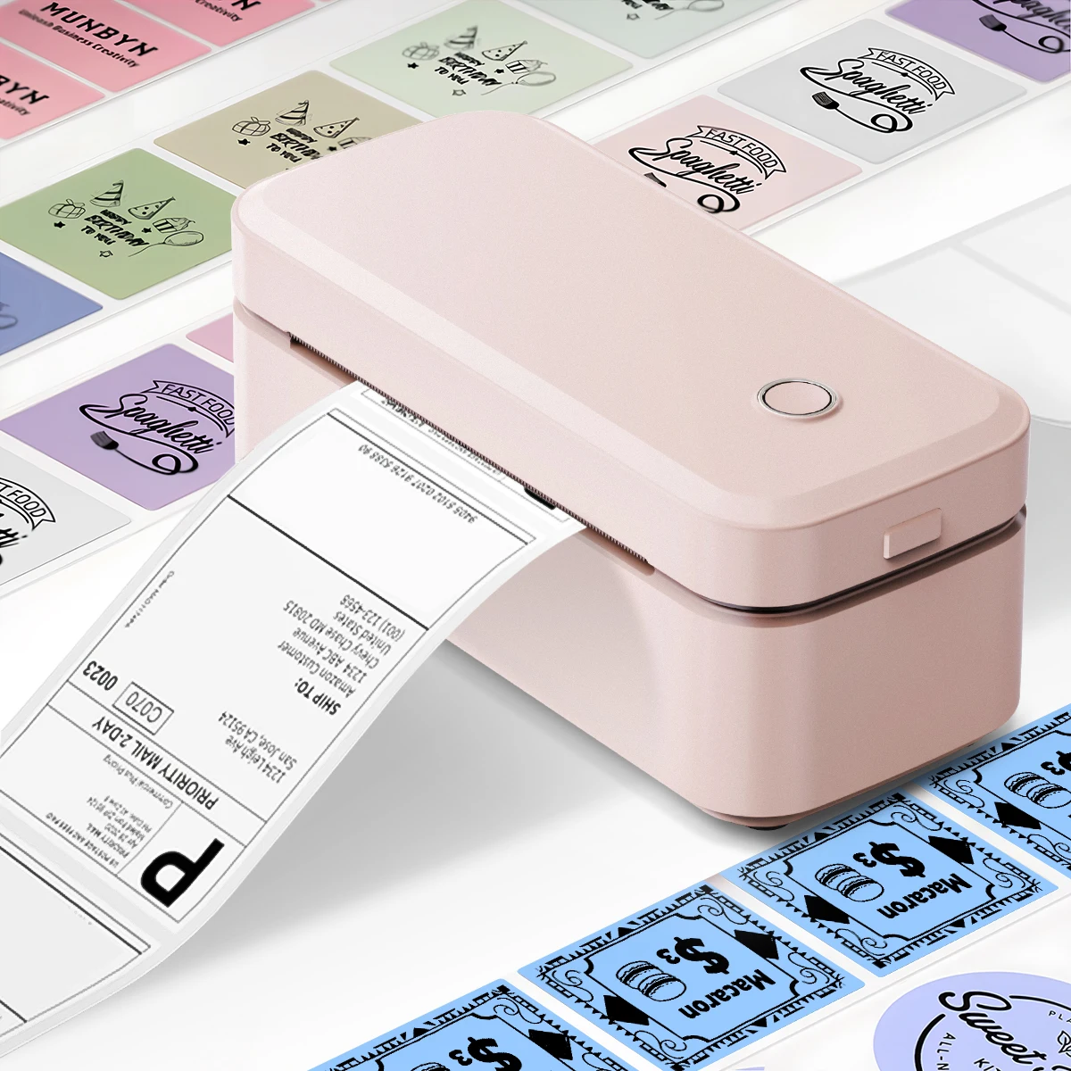 Imprimante d'étiquettes thermiques Marklife X4 rose, mini imprimante Bluetooth pour expédition, impression 4x6 pouces, utilisée pour le bureau et les petites entreprises