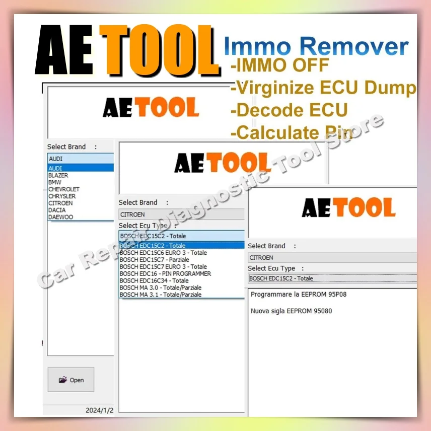 

2024 AETOOL IMMO REMOVER V1.3 AETOOL Immo Eeprom Off Software Virginize ECU Dump Decode ECU Calcolare PIN Vergine/IMMO Remover