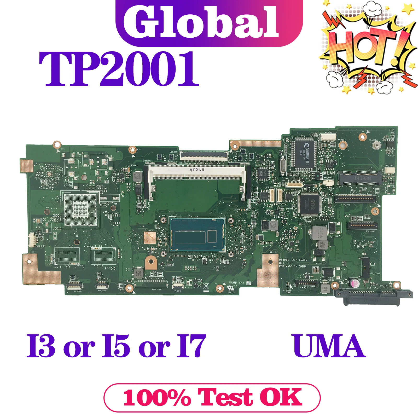 

KEFU Notebook Mainboard For ASUS Portable AiO PT2001 Laptop Motherboard With I3 I5 I7 4th Gen UMA MAIN BOARD TEST OK