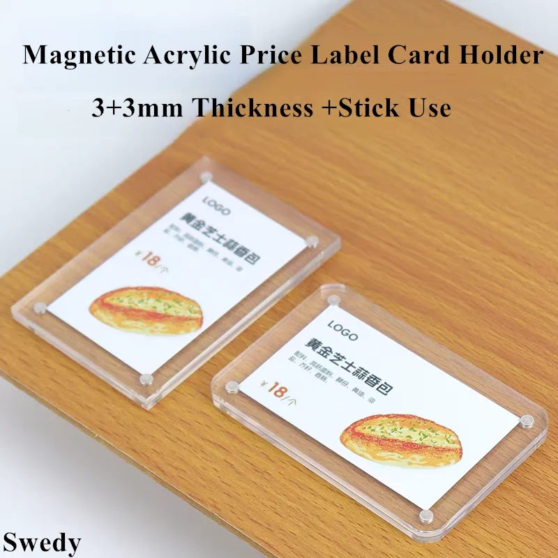 6x9 سنتيمتر حامل علامة أكريليك مغناطيسي حامل عصا قائمة صغيرة سعر التسمية ورقة حامل بطاقة اسم بطاقة حامل التذاكر حامل #1