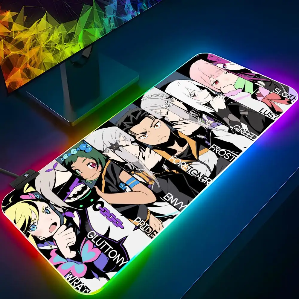 R-RE ZERO Mouse Pad RGB Backlit Mouse Pad Laptop Mouse Pad Laptop Gamer Computer Desk Gaming Accessories