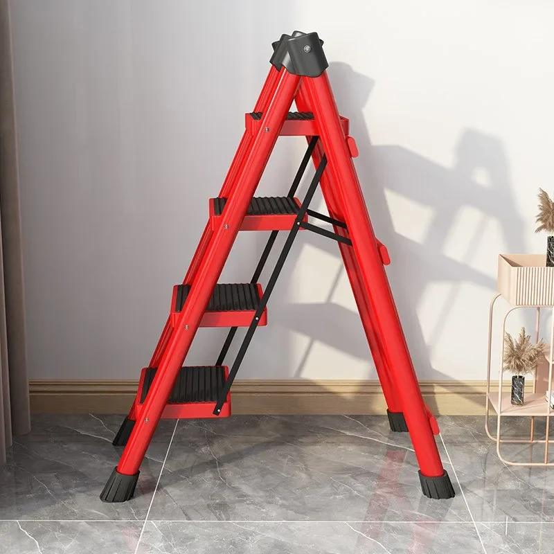 Escalera Plegable de Aluminio para el Hogar, Escalera de 3 Peldaños, Resistente, Portátil, Ligera, Antideslizante, Multiusos para Cocina y Hogar