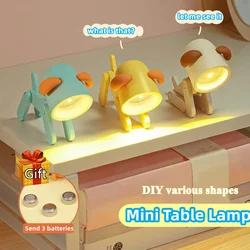 Foldable LED Desk Lamps, Mini Night Light, Cão bonito e veado, Ornamento de mesa, Book Light, Kids Room, Bedside Bedroom Decor, Holiday Gifts