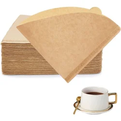 50Pcs Disposable Coffee Filters 2-Cone Natural Paper for Smooth Clean Taste 2-4 Cups per Filter Eco-Friendly Single-Use Coffee S