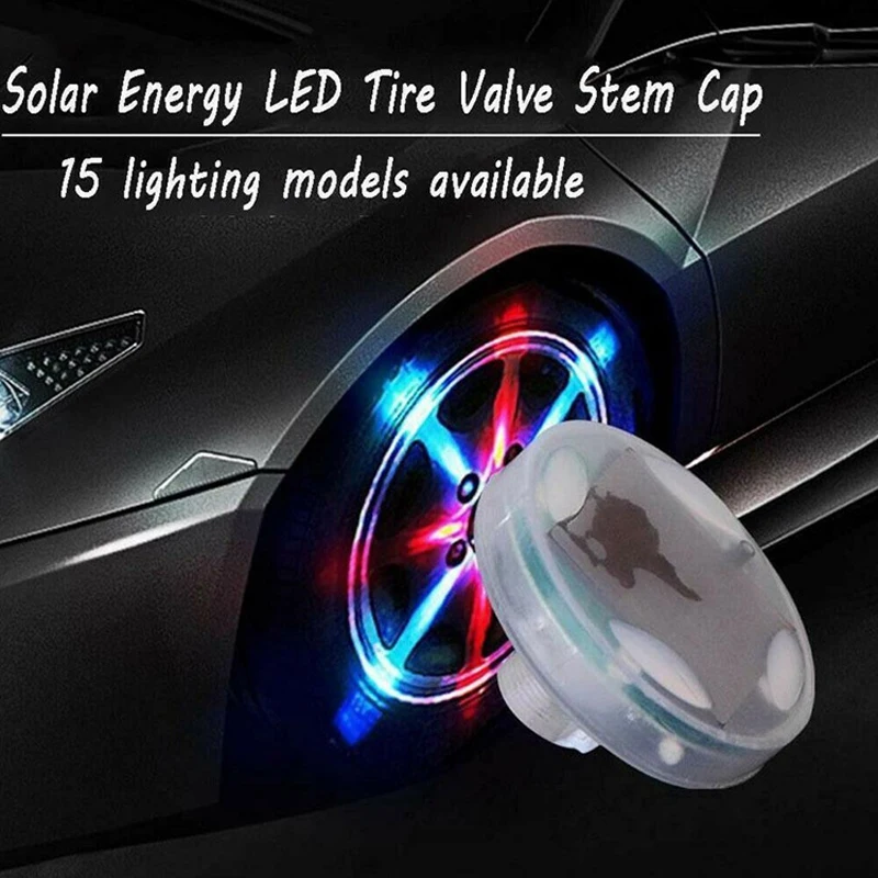 Solar Led Valve Cap Lights, Wheel Decoration Lights, Flashing Lights, Waterproof colorful For Car and Motorcycle Tire Lights