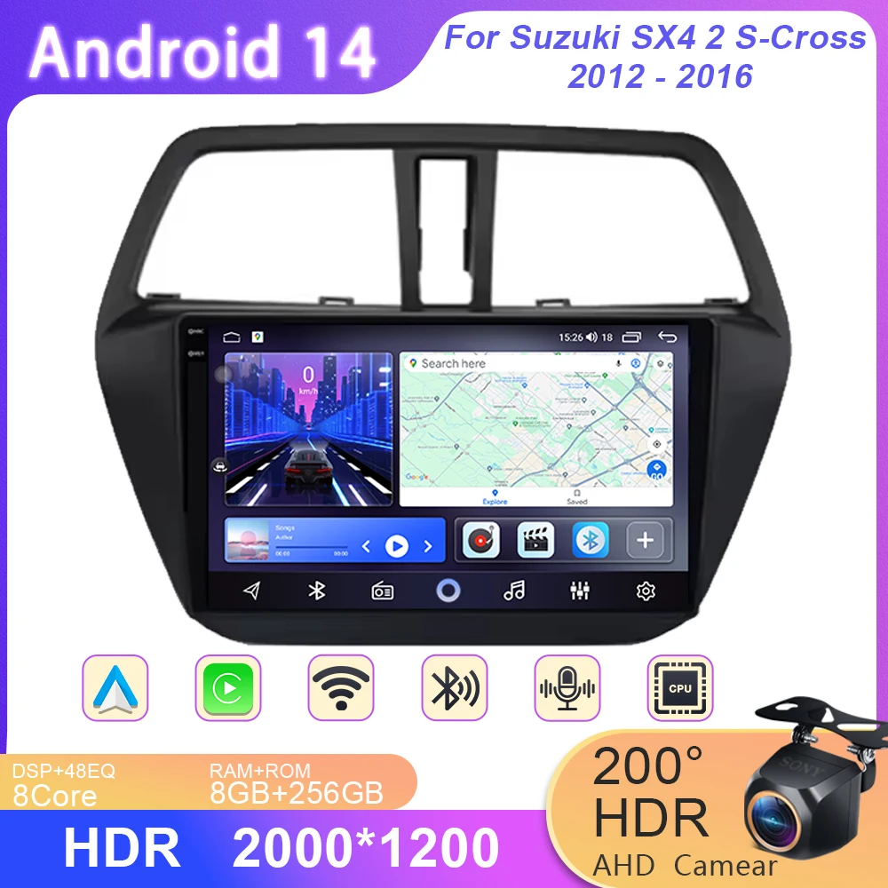 

Android 14 Multimedia For Suzuki SX4 2 S-Cross 2012 - 2016 Car Player GPS Stereo Screen Navigation Auto Radio Screen 5G No 2 Din
