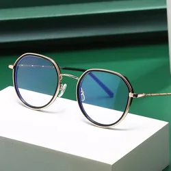 New Retro Oval Metal Glasses for Men and Women Anti-blue Light Eyeglasses Mobile Reading Goggles Glasses