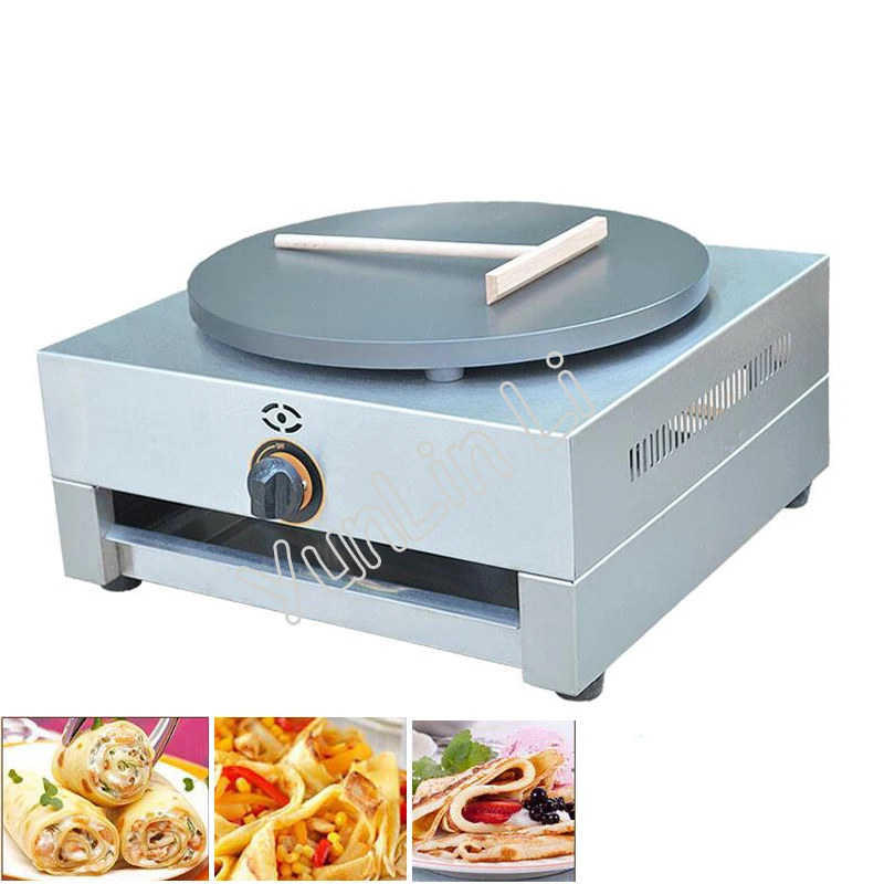 Comercial Gas Crepe Maker Single Plate Pancake Machine Circle Diameter 400mm French Bread Maker Pancake Crepe Machine